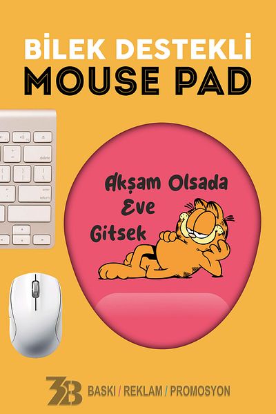 3B BASKI REKLAM PROMOSYON Garfi̇eld Orthopedic Supported Oval Mouse Pad-Mouse Bottom-3Bomouse24