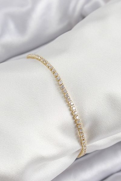 Avantaj Kapıda ®   Brass Zircon Stone Thin Waterway Model Gold Color Women's Bracelet