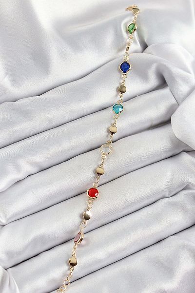 Avantaj Kapıda ®   Brass Mixed Color Zircon Stone Gold Color Women's Bracelet