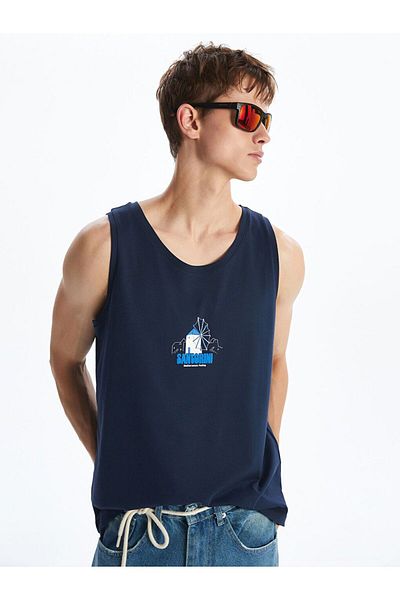 LC Waikiki Ανδρικό αμάνικο μπλουζάκι XSIDE Crew Neck Santorini με στάμπα
