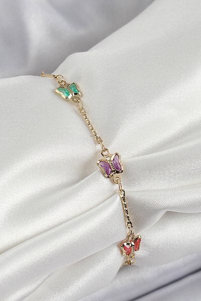 Avantaj Kapıda ®   Brass Gold Color Mixed Color Butterfly Zircon Stone Women's Bracelet