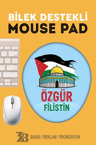 3B BASKI REKLAM PROMOSYON Palestine Theme Orthopedic Supported Oval Mouse Pad-Mouse Bottom-3Bomouse27