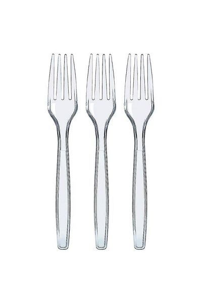 LYOBEST Set of 50 Plastic Forks, Transparent, Reusable
