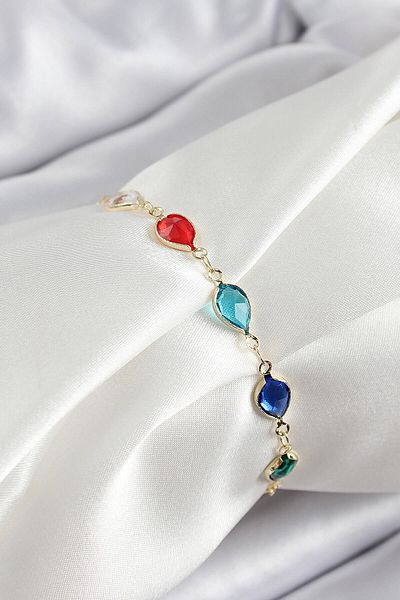 Avantaj Kapıda ®   Brass Gold Color Mixed Color Drop Zircon Stone Women's Bracelet