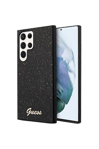 Guess Glitter Script Case Samsung Galaxy S24 Ultra Black