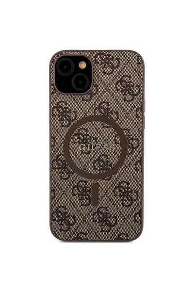 Guess Husa Pu Leather 4g Colored Ring Magsafe Iphone 15 Maro