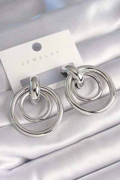 Avantaj Kapıda ®   Brass Silver Color Hoop Model Women's Earrings