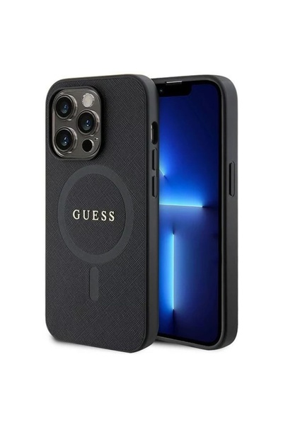 Guess Husa Saffiano MagSafe iPhone 15 Pro Max Μαύρο