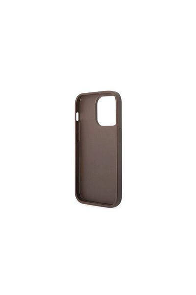 Guess Husa iPhone 14 Pro Max 4G Stripe Metal Logo Brown