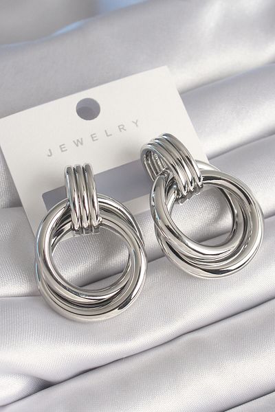 Avantaj Kapıda ®   Brass Silver Color Hoop Model Women's Earrings