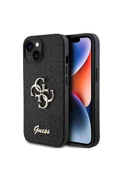 Guess Husa Fixed Glitter 4g Metal Logo Iphone 15 Negru