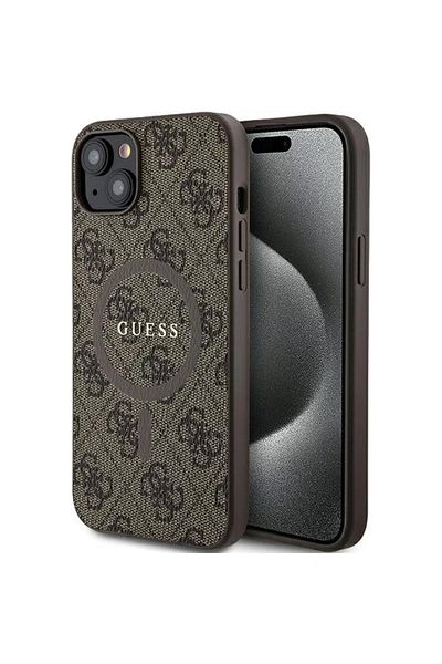 Guess Husa Pu Leather 4g Colored Ring Magsafe Iphone 15 Maro