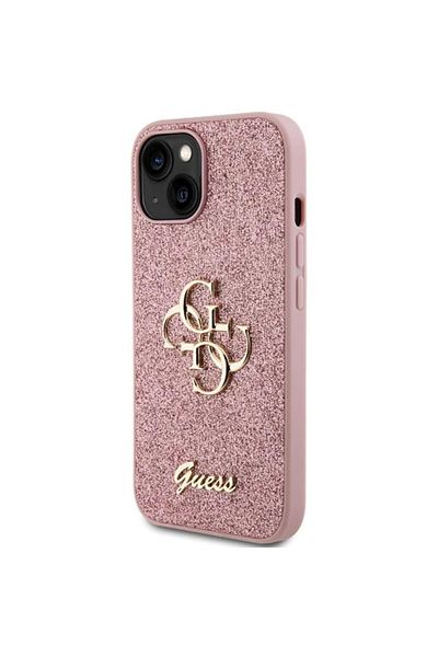 Guess Husa Fixed Glitter 4g Metal Logo Iphone 15 Roz