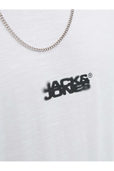 Jack & Jones Men's Crew Neck Logo Printed T-Shirt White