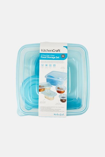 Kitchen Craft 23 Piece Reusable Plastic Food Storage Tubs, Blue