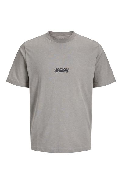 Jack & Jones Ανδρικό μπλουζάκι J&J με τυπωμένο λογότυπο γκρι Slub