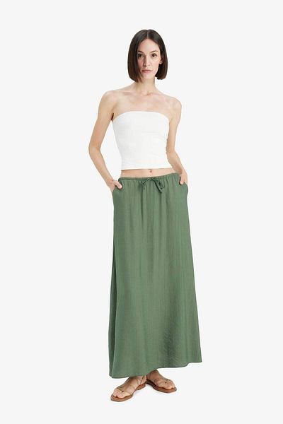 DeFacto A-Line Regular Waist Crinkle Fabric Midi Skirt F6501Ax25Sm