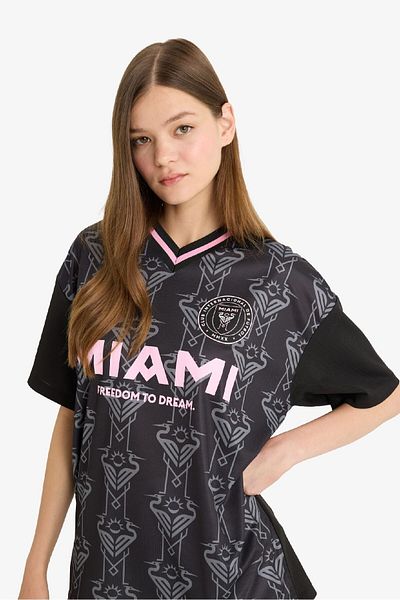 DeFacto Coool Mls Oversize Wide Mold Printed Jacquard Jersey Fabric Short Sleeve T-Shirt F2891Ax25Sm