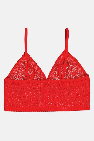aerie Women Textured Non Padded Bralette, Red