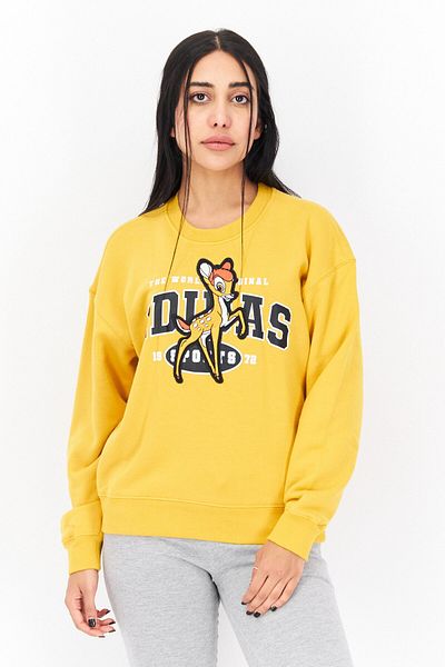 adidas Originals X Disney Women Sportswear Fit Long Sleeves Outdoor Sweatshirt, Yellow