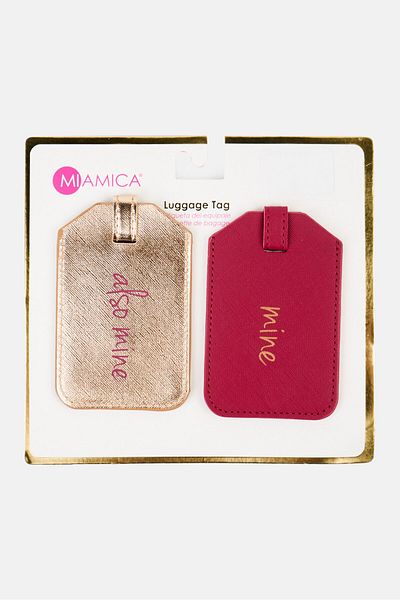Miamica 2 Piece Graphic Print Luggage Tag, Gold