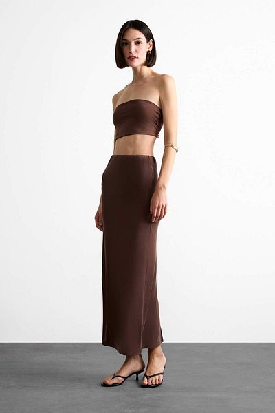 DeFacto Slim Fit Slim Fit Slit Midi Skirt F8335Ax25Sm