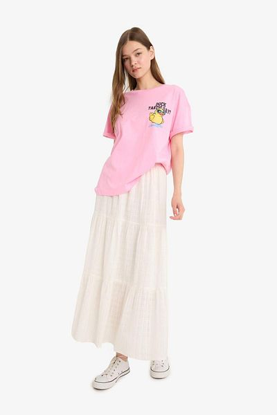 DeFacto Coool Oversize Wide Fit Crew Neck Photo Printed Short Sleeve T-Shirt F4788Ax25Sm