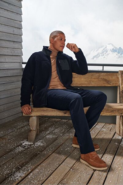 Tchibo بنطلون رجالي سادة بقصّة عادية، أزرق داكن