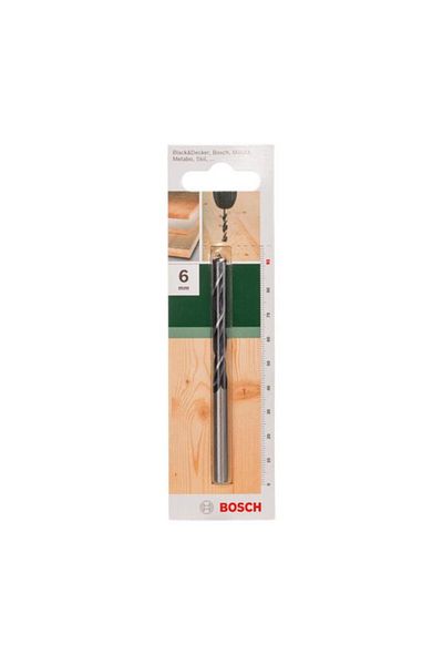 Generic BOSCH Wood Brad Point Drill Bit Black and Silver 6 x 92mm JE2 609 255 203