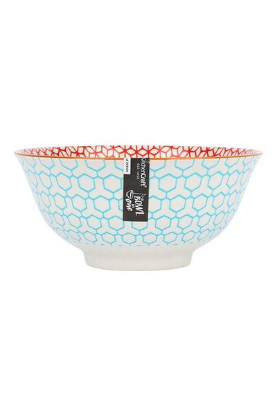 Generic وعاء خزفي آمن للطعام بتصميم هندسي من كيتشن كرافت، متعدد الألوان، 15.7 سم، KCBOWL06