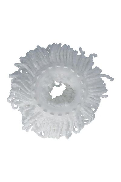 Generic HONEY BEE Round Replacement Cleaning Microfiber Mop Head White 16cm 150D.288F