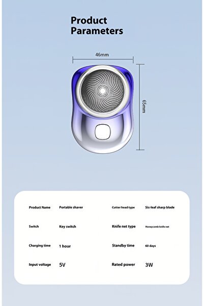 COOYA Mini Electric Shaver,6 Stainless Blade,Double Ring 3D Knife Net, dry,wet dual use,low noise,Silver