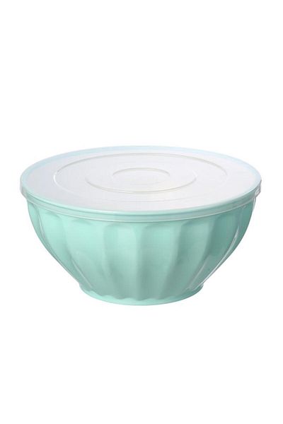 Generic وعاء سلطة دائري بتصميم عصري من فيلي مع غطاء، أزرق وأبيض، سعة 4500 مل، Y1K120217-G