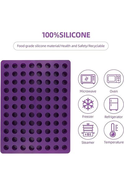 COOYA 88-Cavities Round Shaped Silicone Ice Ball Mold ,Non-Stick & Easy Demolding