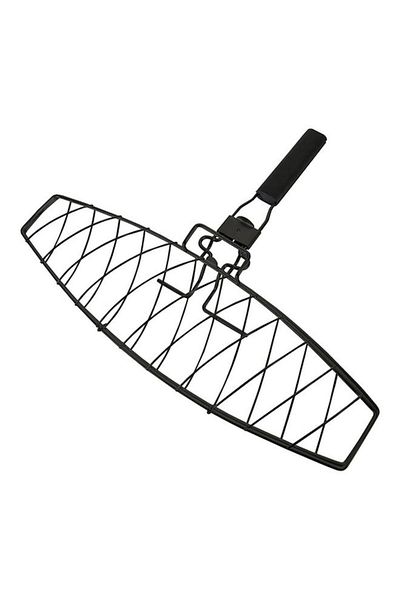 Generic سلة شواء السمك من جريل مارك بمقبض مطاطي أسود 16 × 16.25 بوصة