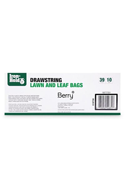 Generic IRON-HOLD Drawstring Closure Plastic Lawn and Leaf Trash Bags Black 39 Gal 618730