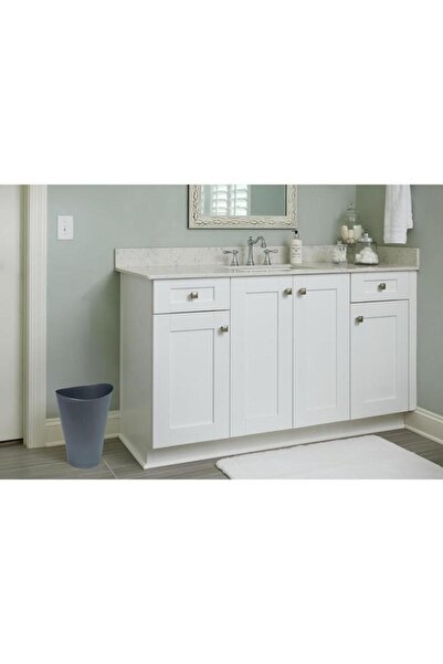 Generic Rubbermaid Curved Oval Shape Plastic Vanity Waste Basket Grey 8.5 Liter 2116757