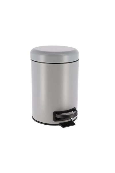 Generic Tendance Round Shaped Soft Close Metal Pedal Bin with Fall Brake Lid Matte Grey 3 Liter 6543180