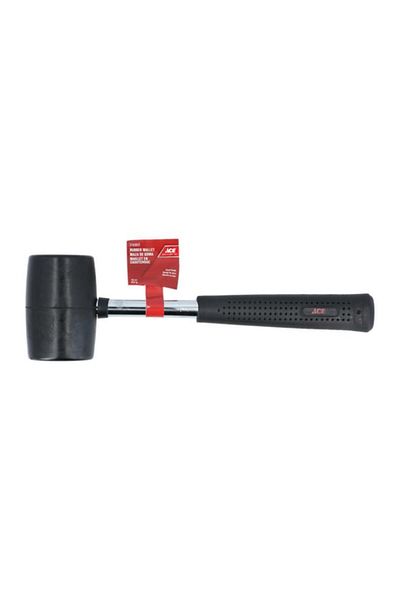 Generic ACE Durable Rubber Mallet with Steel Handle Black and Silver 16oz R881 16OZ