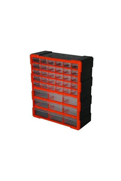 Generic Tactix 39-Drawer Cabinet Plastic Storage Box Black and Orange 320636