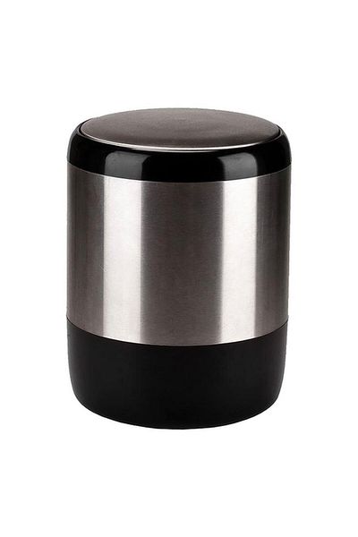 Generic Primanova Lima Easy to Access Swing Lid Waste Bin Black and Silver 6 Liter
