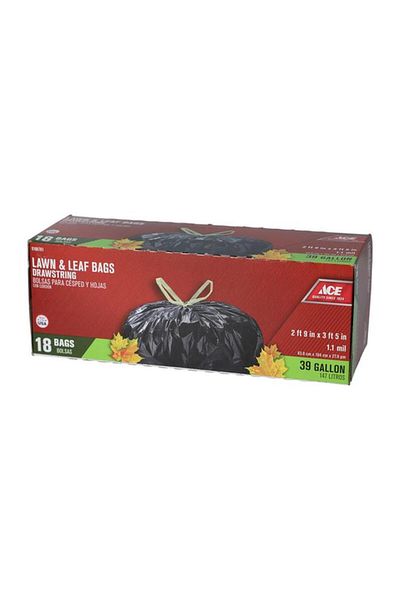 Generic ACE 18-Piece Drawstring Trash Bag Black 39gal