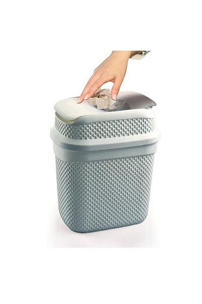 Generic Ucsan Drop Design Plastic Whirlpool Trash Bin Grey 11 Liter M-133DG