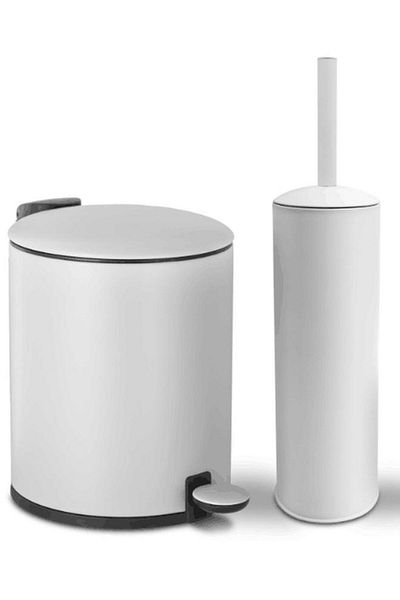 Generic HONEY BEE Pedal Bin with Toilet Brush Medium White 5 Liter HDB-10021W