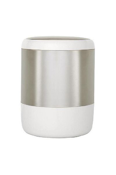 Generic Primanova Lima Easy to Access Swing Lid Waste Bin White and Silver 6 Liter