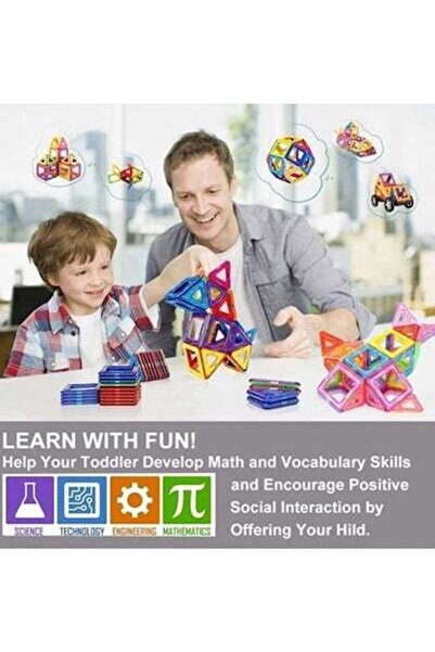 HALAMODO 46-Piece Magnetic Building Blocks Educational Toys With Round Edges Ultrasonic Welding