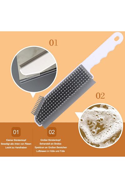Catelves Set of 2 Catelves cleaning brushes, silicone, gray/white, 25 cm