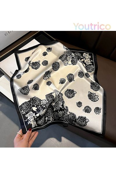 Youtrico 100% Mulberry Silk,flowers Patterned Scarf,pretty Floral,gift,53*53cm