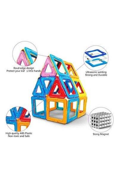 HALAMODO 46-Piece Magnetic Building Blocks Educational Toys With Round Edges Ultrasonic Welding