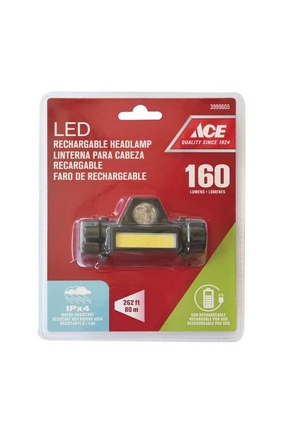 Generic مصباح أمامي LED قابل لإعادة الشحن عالي الجودة من ACE، بقوة 160 لومن، متعدد الألوان، 3999605